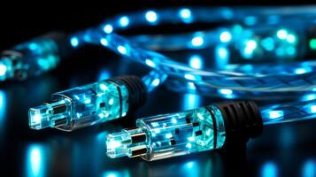 AI generated Abstract background of glowing data cables transferring information in futuristic technology concept photo