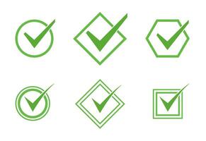 Green check mark set. Vector illustration.