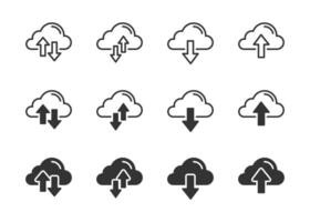 Cloud Uploading downloading icons set. Cloud service symbol. Vector illustration.