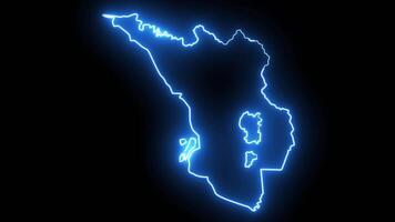 carta geografica di Selangor nel Malaysia con raggiante neon effetto video