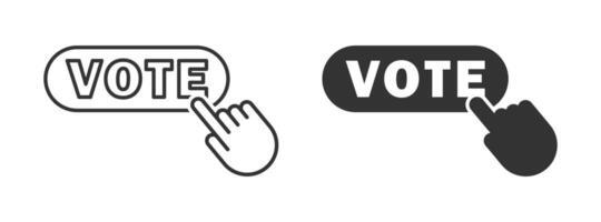 Hand pressing vote icon. Vector illustration.