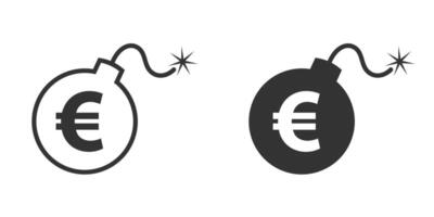 Bomb icon with euro sign. Vector illustration.