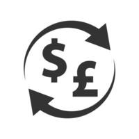 Dollar and pound icons with arrows. Currency exchange symbol. Vector illustration.