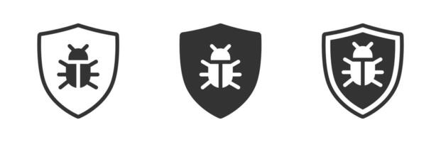 Antivirus protection icon. bug protection icon. Bug symbol on a shield. Vector illustration.