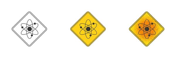 Atom icon. Molecule symbol. Flat and linear design. Vector illustration.
