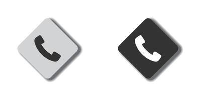 Phone icon on flat botton with shadow. Handset icon. Telephone sign. vector