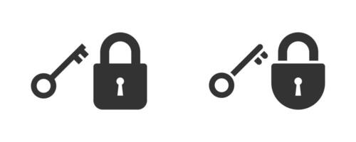 Key and lock icon. Vintage key and padlock. Vector illustration.