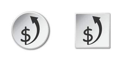 Dollar rate increase icon. Money symbol with  arrow up. Flat vector illustration.