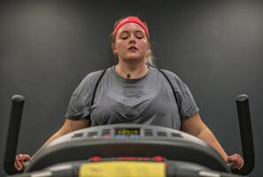 AI generated Student runs on treadmill in the fitness center. photo