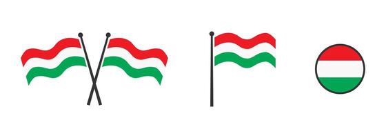 Flag of Hungary. Waving flag of Hungary. Round icon. Vector illustartion.