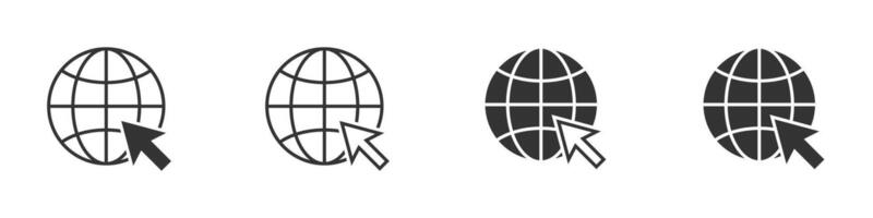 Go to web icon. Globe symbol. Flat vector illustration.