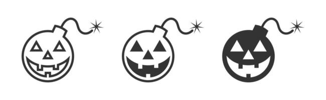 Halloween bomb icon. Halloween bomb face symbol. Vector illustration.