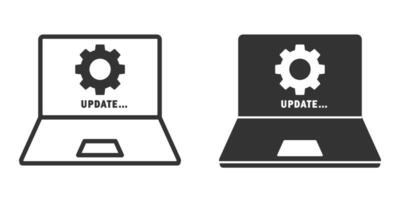 Laptop update icon. Vector illustration.