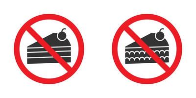 Cake forbidden icon. Vector illustration.