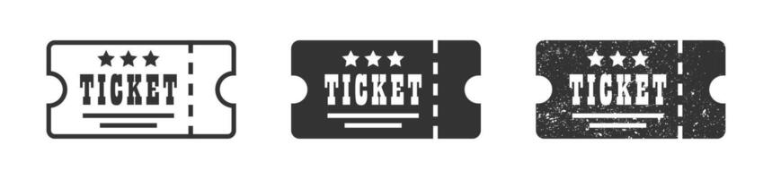 Ticket icon. Line flat and grunge texture ticket icon. Vector illustration.