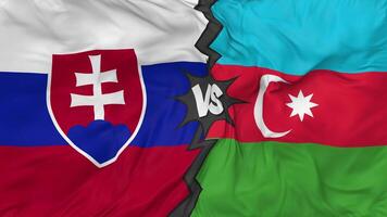 Azerbaijan vs Slovakia Flags Together Seamless Looping Background, Looped Bump Texture Cloth Waving Slow Motion, 3D Rendering video