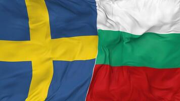 Sweden vs Bulgaria Flags Together Seamless Looping Background, Looped Bump Texture Cloth Waving Slow Motion, 3D Rendering video