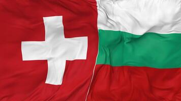 Switzerland vs Bulgaria Flags Together Seamless Looping Background, Looped Bump Texture Cloth Waving Slow Motion, 3D Rendering video