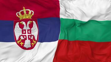 serbia vs Bulgaria banderas juntos sin costura bucle fondo, serpenteado bache textura paño ondulación lento movimiento, 3d representación video