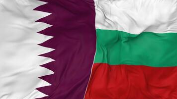 Qatar vs Bulgaria Flags Together Seamless Looping Background, Looped Bump Texture Cloth Waving Slow Motion, 3D Rendering video