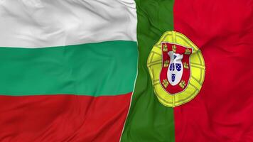 Portugal vs Bulgaria Flags Together Seamless Looping Background, Looped Bump Texture Cloth Waving Slow Motion, 3D Rendering video