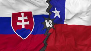 Chile vs Slovakia Flags Together Seamless Looping Background, Looped Bump Texture Cloth Waving Slow Motion, 3D Rendering video