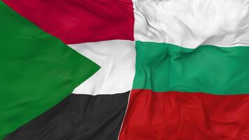 Sudan vs Bulgaria Flags Together Seamless Looping Background, Looped Bump Texture Cloth Waving Slow Motion, 3D Rendering video