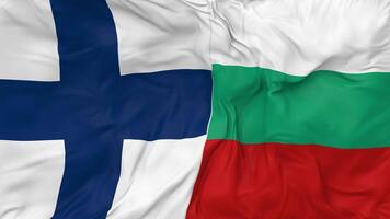 Finland vs Bulgaria Flags Together Seamless Looping Background, Looped Bump Texture Cloth Waving Slow Motion, 3D Rendering video