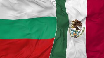 Mexico vs Bulgaria Flags Together Seamless Looping Background, Looped Bump Texture Cloth Waving Slow Motion, 3D Rendering video