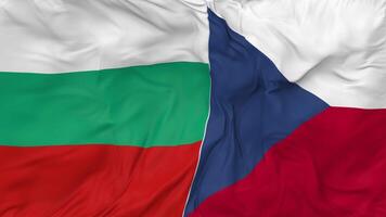 Czech Republic vs Bulgaria Flags Together Seamless Looping Background, Looped Bump Texture Cloth Waving Slow Motion, 3D Rendering video