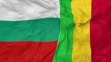 Mali vs Bulgaria Flags Together Seamless Looping Background, Looped Bump Texture Cloth Waving Slow Motion, 3D Rendering video