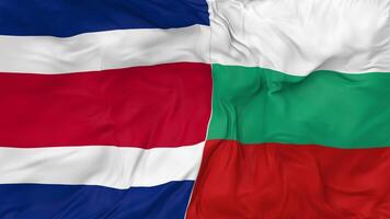 Costa Rica vs. Bulgarien Flaggen zusammen nahtlos Schleifen Hintergrund, geloopt stoßen Textur Stoff winken schleppend Bewegung, 3d Rendern video