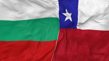 Chile vs Bulgaria Flags Together Seamless Looping Background, Looped Bump Texture Cloth Waving Slow Motion, 3D Rendering video