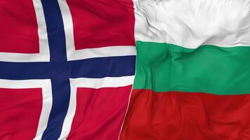 Norway vs Bulgaria Flags Together Seamless Looping Background, Looped Bump Texture Cloth Waving Slow Motion, 3D Rendering video