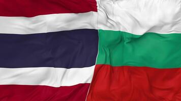 Thailand vs Bulgaria Flags Together Seamless Looping Background, Looped Bump Texture Cloth Waving Slow Motion, 3D Rendering video