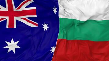 Australia vs Bulgaria Flags Together Seamless Looping Background, Looped Bump Texture Cloth Waving Slow Motion, 3D Rendering video