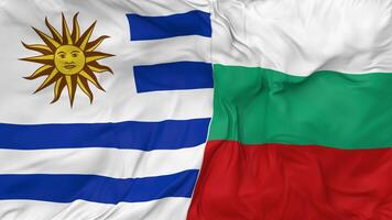 Uruguay vs Bulgaria Flags Together Seamless Looping Background, Looped Bump Texture Cloth Waving Slow Motion, 3D Rendering video