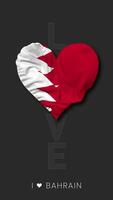 Bahrain Heart Shape Flag Seamless Looped Love Vertical Status, 3D Rendering video