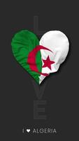 Algeria Heart Shape Flag Seamless Looped Love Vertical Status, 3D Rendering video