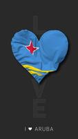 Aruba Heart Shape Flag Seamless Looped Love Vertical Status, 3D Rendering video