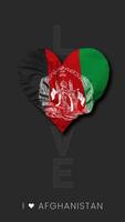 Afghanistan Heart Shape Flag Seamless Looped Love Vertical Status, 3D Rendering video