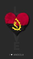 Angola Heart Shape Flag Seamless Looped Love Vertical Status, 3D Rendering video