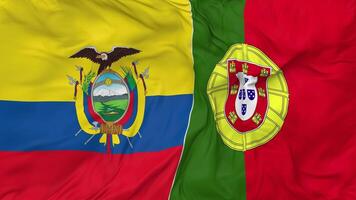 Portugal vs. Ecuador Flaggen zusammen nahtlos Schleifen Hintergrund, geloopt stoßen Textur Stoff winken schleppend Bewegung, 3d Rendern video