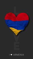 Armenia corazón forma bandera sin costura serpenteado amor vertical estado, 3d representación video