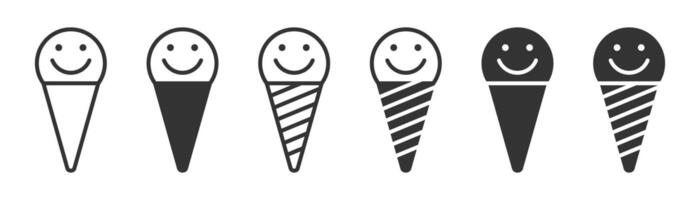 Face ice cream icon. Ice cream icon wih smile sign. Vector illustration.