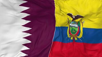 Qatar vs Ecuador Flags Together Seamless Looping Background, Looped Bump Texture Cloth Waving Slow Motion, 3D Rendering video