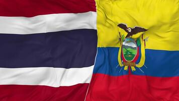 Thailand vs Ecuador Flags Together Seamless Looping Background, Looped Bump Texture Cloth Waving Slow Motion, 3D Rendering video