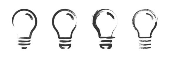 Grunge textured light bulb icon set. vector