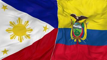 Philippines vs Ecuador Flags Together Seamless Looping Background, Looped Bump Texture Cloth Waving Slow Motion, 3D Rendering video