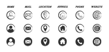 Hand drawn business card icon set. Vector illustration.